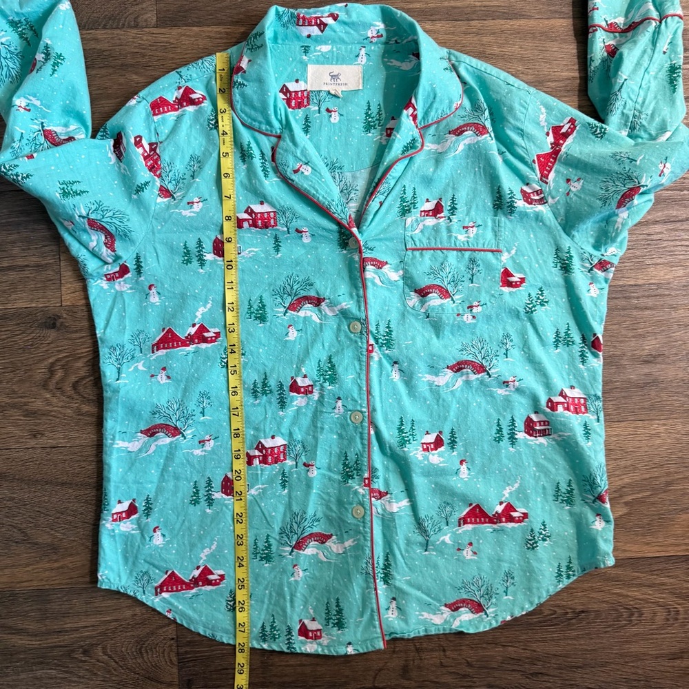 Printfresh Teal Holiday Print Pajama Set with Red Accents - Picture 13 of 13